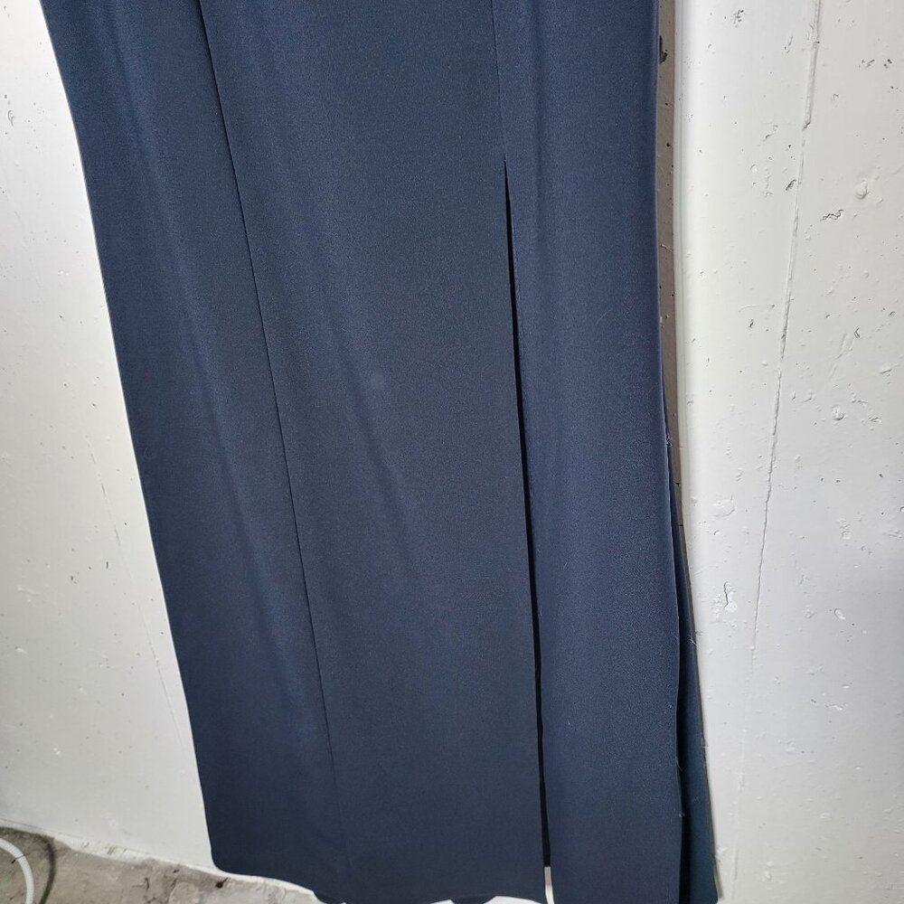 Dessy Collection Vivian Diamond Blue Crepe Bridesmaids Dress Size 10 3040 Bow - Picture 7 of 12